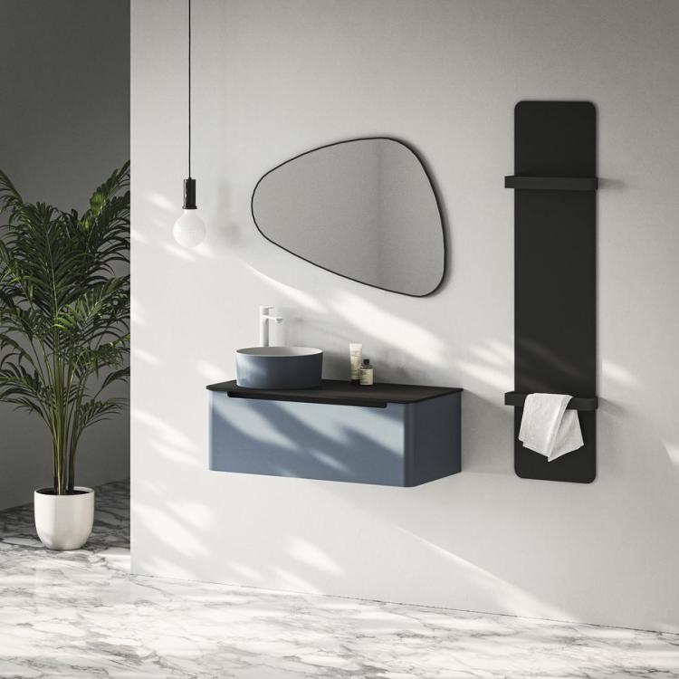 THIN umywalka nablatowa Ø38 cm, niebieski/biały mat WN548-42 aranżacja