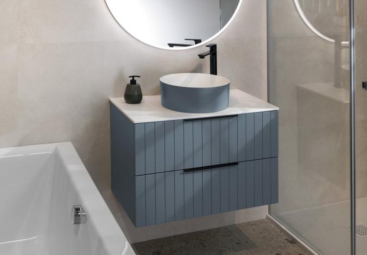 THIN umywalka nablatowa Ø38 cm, niebieski/biały mat WN548-42 wizualziacja