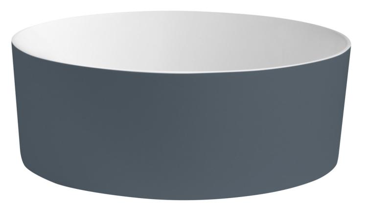 THIN umywalka nablatowa Ø38 cm, niebieski/biały mat WN548-42 bok