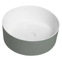 THIN umywalka nablatowa Ø38 cm, zielony/biały mat WN548-44