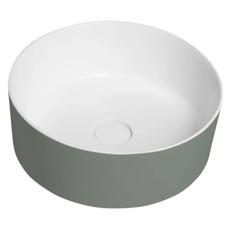 THIN umywalka nablatowa Ø38 cm, zielony/biały mat WN548-44