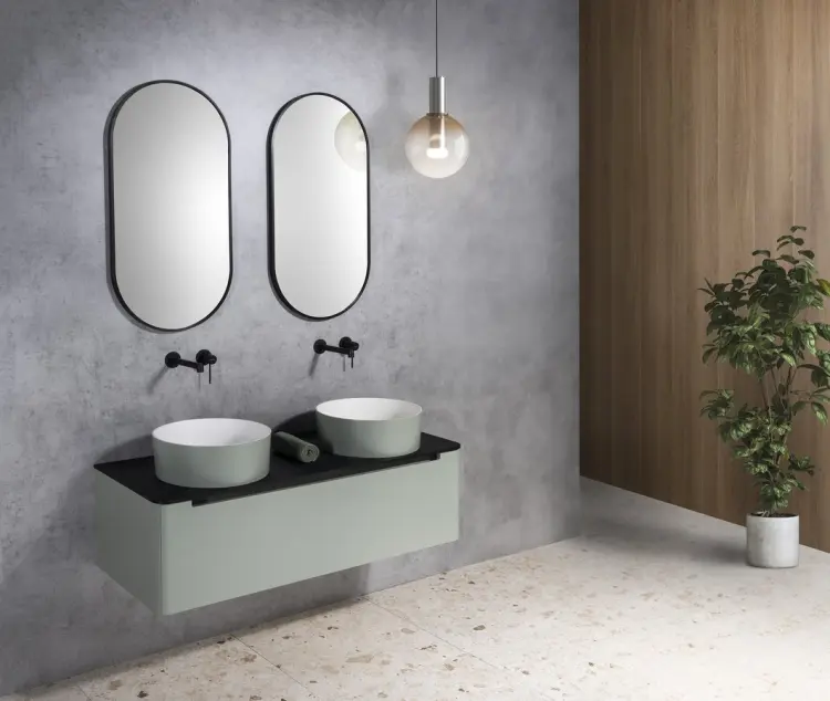 THIN umywalka nablatowa Ø38 cm, zielony/biały mat WN548-44 wizualizacja