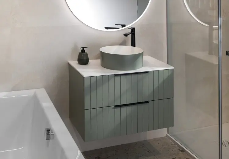 THIN umywalka nablatowa Ø38 cm, zielony/biały mat WN548-44 aranżacja