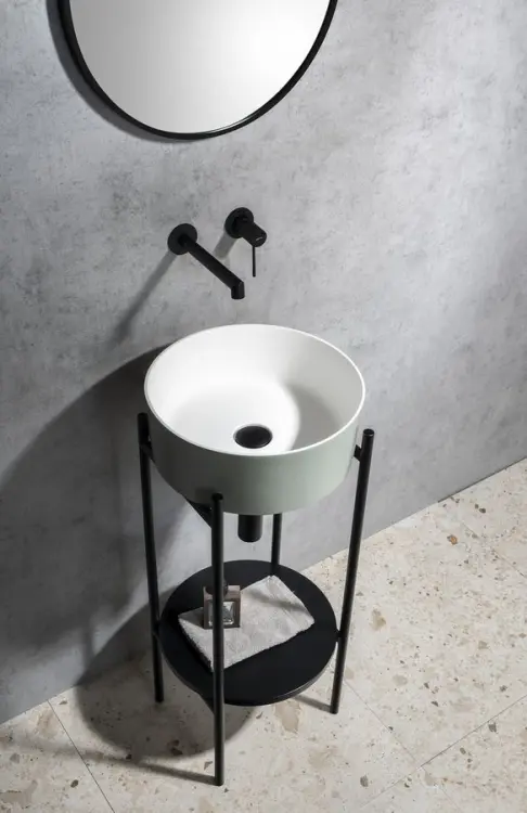 THIN umywalka nablatowa Ø38 cm, zielony/biały mat WN548-44 konsola