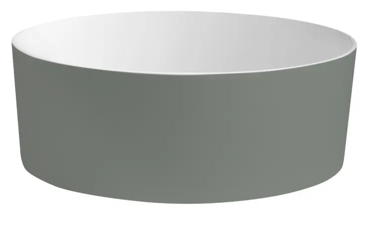 THIN umywalka nablatowa Ø38 cm, zielony/biały mat WN548-44 bok