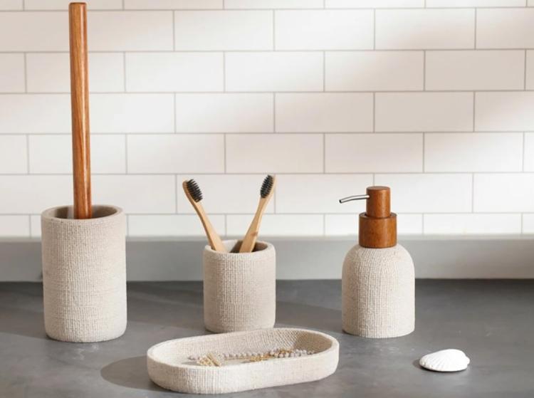 CRAFT szczotka WC do postawienia, beżowy/drewno 8568  zestaw