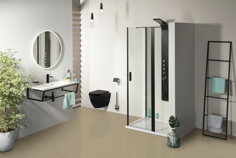 ZOOM BLACK Kabina prysznicowa narożna prostokątna 120x90x200 cm ZL1312BZL3290B  wizualizacja