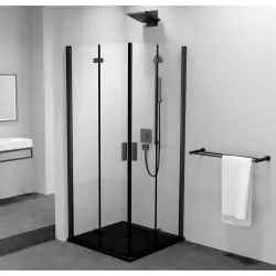 ZOOM BLACK Kabina prysznicowa narożna kwadratowa 90x90x200 cm wejście z rogu ZL4915BL-02