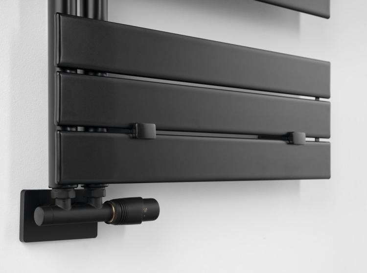 MYTHOS grzejnik łazienkowy 500x1130 mm, 483 W, czarny mat LLM511B podłączenie