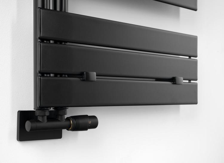 MYTHOS grzejnik łazienkowy 500x1430 mm, 602 W, czarny mat LLM514B podłączenie