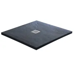 KRETA Brodzik kompozytowy kwadratowy, antracyt szary 90x90x3,2 cm 50010