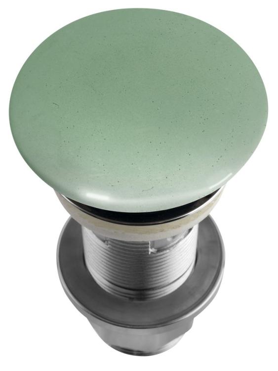 Korek umywalkowy 5/4'', klik-klak, betonowy grzybek, 10-80 mm, zielony półpołysk AS923 z góry