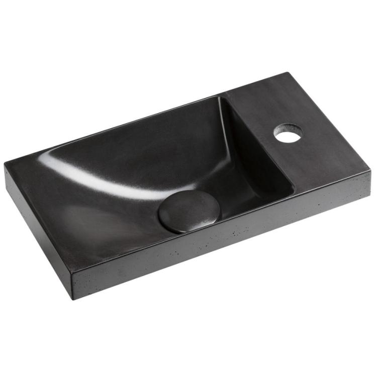 AGOS umywalka betonowa, 40x22cm, lewa/prawa, antracyt półpołysk AS40016
