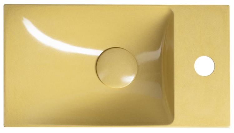 AGOS umywalka betonowa, 40x22cm, lewa/prawa, żółty półpołysk AS40022 z góry