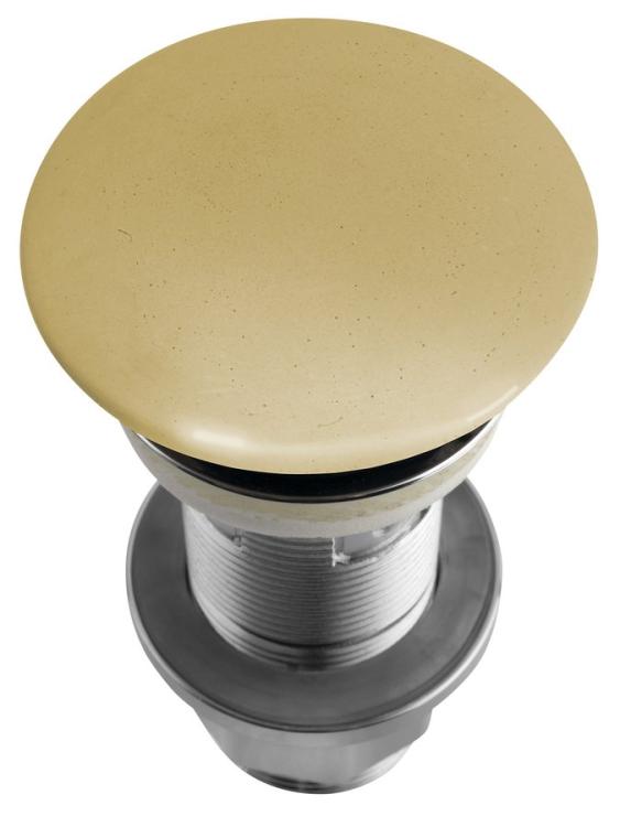 Korek umywalkowy 5/4'', klik-klak, betonowy grzybek, 10-80 mm, żółty półpołysk AS922 z bliska