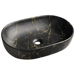 CALEO umywalka ceramiczna nablatowa, 60x42x14 cm, marmur portoro CA590PT