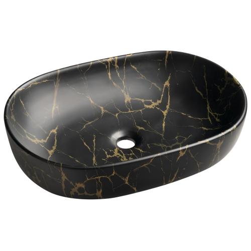 CALEO umywalka ceramiczna nablatowa, 60x42x14 cm, marmur portoro CA590PT