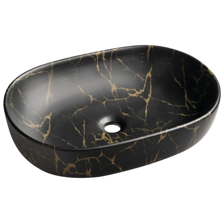 CALEO umywalka ceramiczna nablatowa, 60x42x14 cm, marmur portoro CA590PT