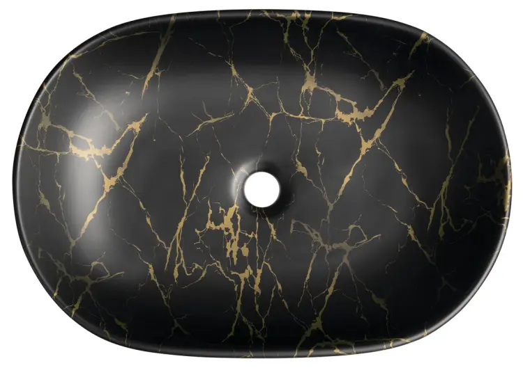 CALEO umywalka ceramiczna nablatowa, 60x42x14 cm, marmur portoro CA590PT z góry