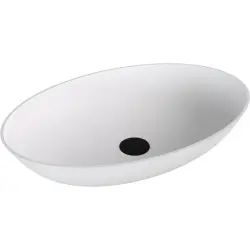 BANERA OVAL umywalka kompozytowa nablatowa, 60x40 cm, biały mat 14397MAT