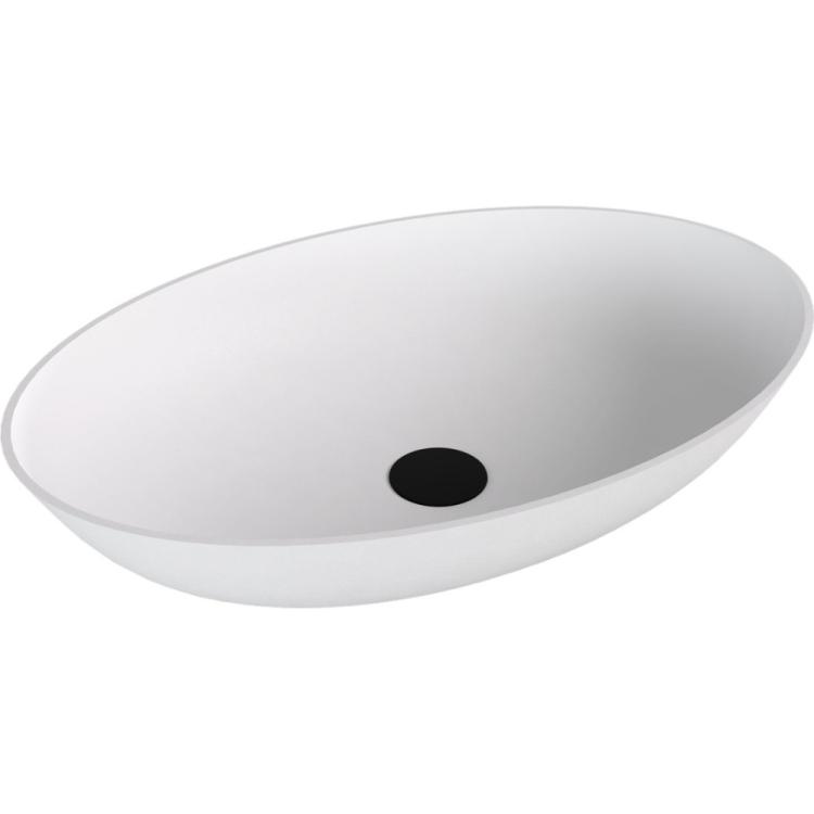 BANERA OVAL umywalka kompozytowa nablatowa, 60x40cm, biały mat 14397MAT