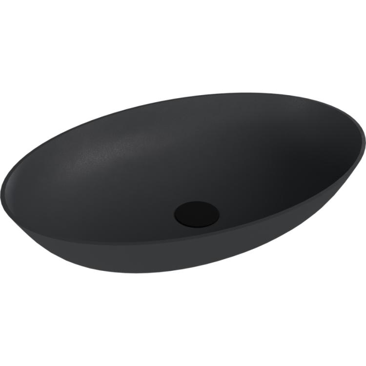 BANERA OVAL umywalka kompozytowa nablatowa, 60x40cm, antracyt mat 14397.51