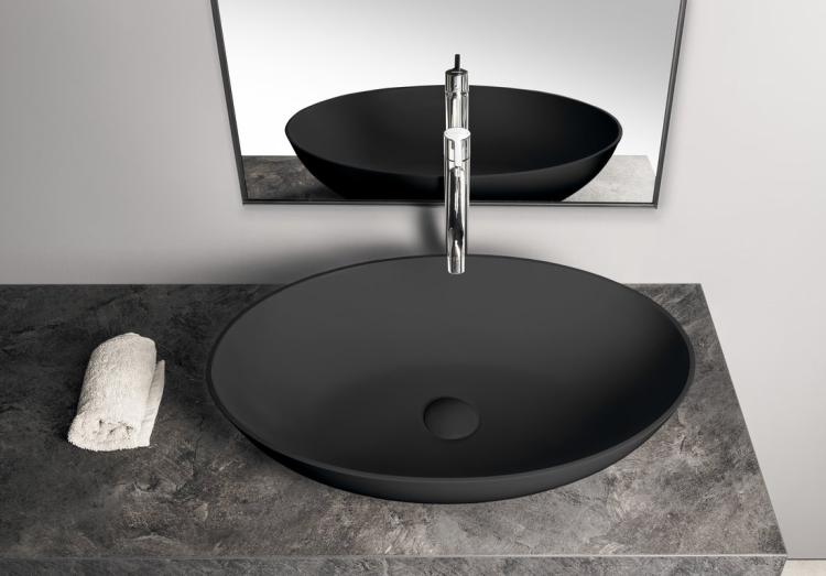 BANERA OVAL umywalka kompozytowa nablatowa, 60x40cm, antracyt mat 14397.51 wizualizacja
