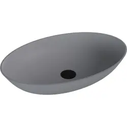 BANERA OVAL umywalka kompozytowa nablatowa, 60x40 cm, szary mat 14397.31