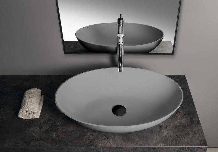 BANERA OVAL umywalka kompozytowa nablatowa, 60x40cm, szary mat 14397.31 wizualizacja