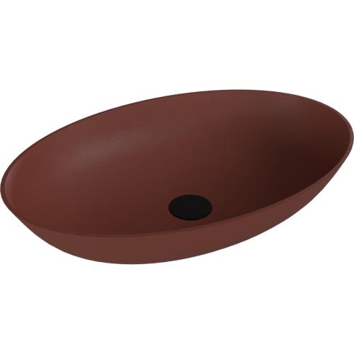 BANERA OVAL umywalka kompozytowa nablatowa, 60x40cm, brązowy mat 14397.71