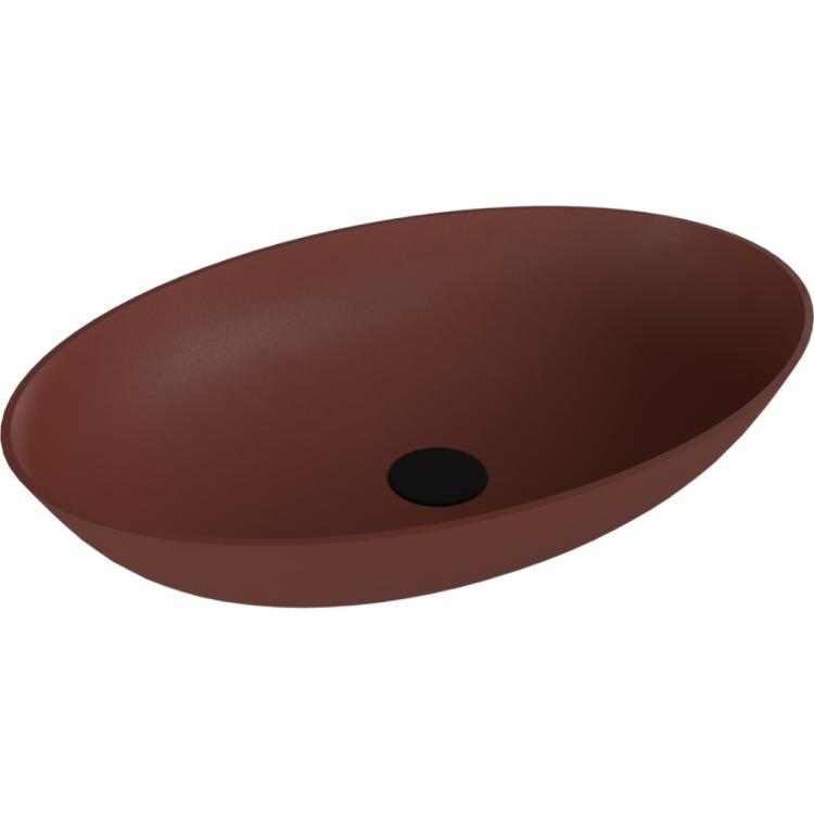 BANERA OVAL umywalka kompozytowa nablatowa, 60x40cm, brązowy mat 14397.71