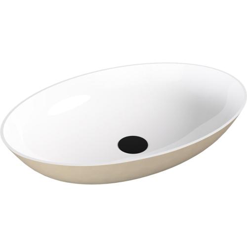 BANERA OVAL umywalka kompozytowa nablatowa, 60x40cm, biały/beż mat 14397.82
