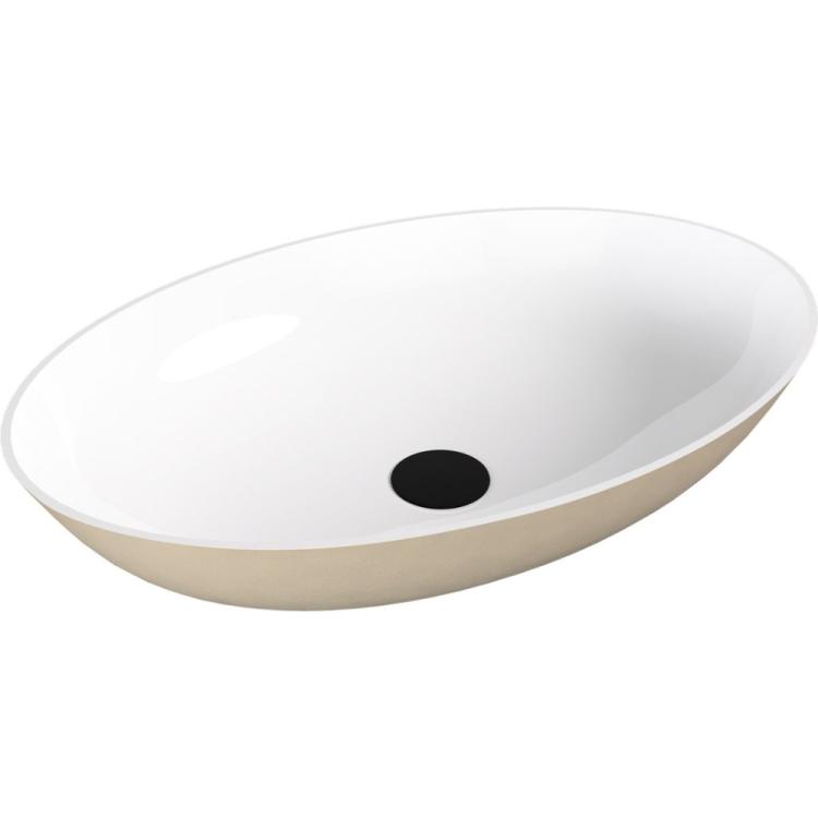 BANERA OVAL umywalka kompozytowa nablatowa, 60x40cm, biały/beż mat 14397.82