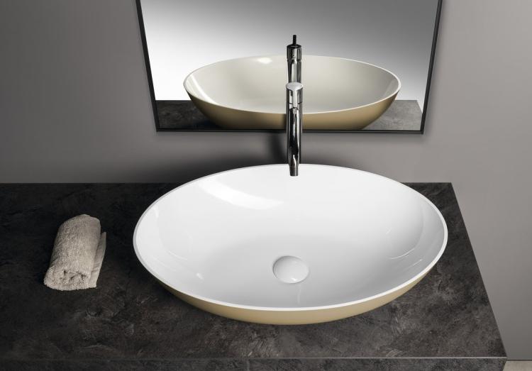 BANERA OVAL umywalka kompozytowa nablatowa, 60x40cm, biały/beż mat 14397.82 wizualizacja