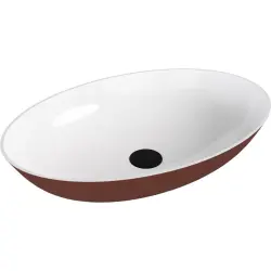 BANERA OVAL umywalka kompozytowa nablatowa, 60x40 cm, biały/brązowy  mat 14397.72