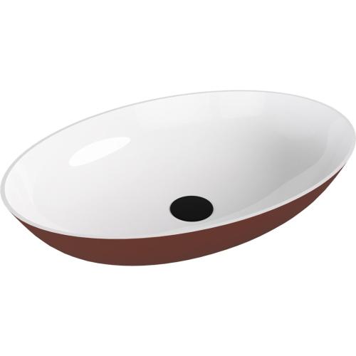 BANERA OVAL umywalka kompozytowa nablatowa, 60x40cm, biały/brązowy mat 14397.72