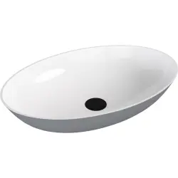 BANERA OVAL umywalka kompozytowa nablatowa, 60x40cm, biały/szary mat 14397.32