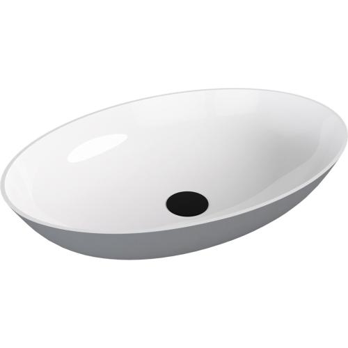 BANERA OVAL umywalka kompozytowa nablatowa, 60x40cm, biały/szary mat 14397.32