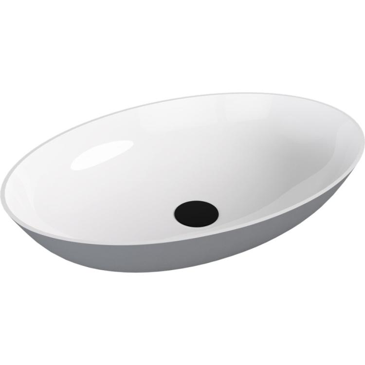 BANERA OVAL umywalka kompozytowa nablatowa, 60x40cm, biały/szary mat 14397.32