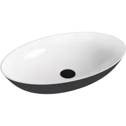 BANERA OVAL umywalka kompozytowa nablatowa, 60x40cm, biały/antracyt  mat 14397.52