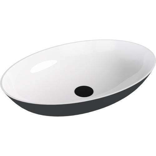 BANERA OVAL umywalka kompozytowa nablatowa, 60x40cm, biały/antracyt mat 14397.52