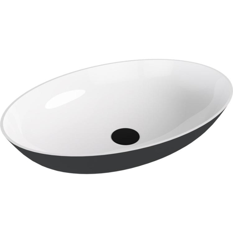 BANERA OVAL umywalka kompozytowa nablatowa, 60x40cm, biały/antracyt mat 14397.52