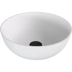 BANERA ROUND umywalka kompozytowa nablatowa, średnica 39 cm, biały mat 14337MAT