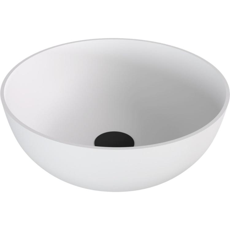 BANERA ROUND umywalka kompozytowa nablatowa, średnica 39 cm, biały mat 14337MAT