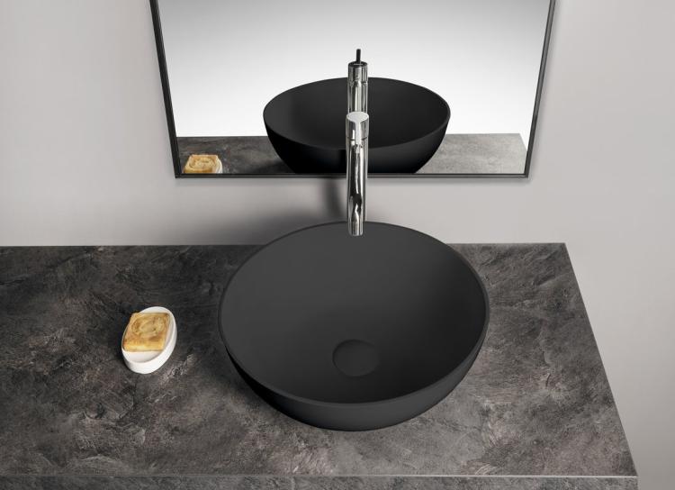 BANERA ROUND umywalka kompozytowa nablatowa, średnica 39 cm, antracyt mat 14337.51 wizualizacja