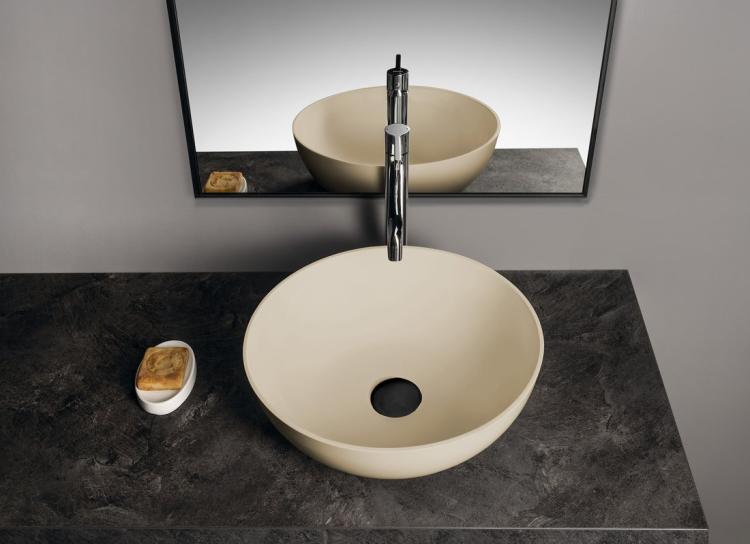 BANERA ROUND umywalka kompozytowa nablatowa, średnica 39 cm, beż mat 14337.81 aranżacja