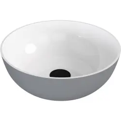BANERA ROUND umywalka kompozytowa nablatowa, średnica 39 cm, biały/szary mat 14337.32