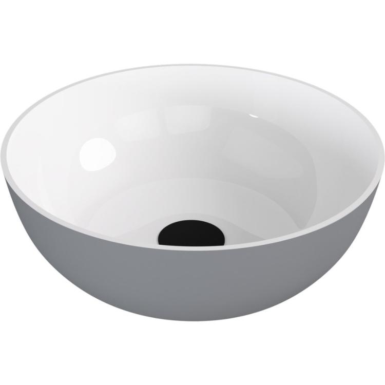 BANERA ROUND umywalka kompozytowa nablatowa, średnica 39 cm, biały/szary mat 14337.32