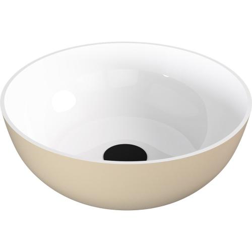 BANERA ROUND umywalka kompozytowa nablatowa, średnica 39 cm, biały/beż mat 14337.82