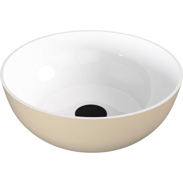 BANERA ROUND umywalka kompozytowa nablatowa, średnica 39 cm, biały/beż mat 14337.82